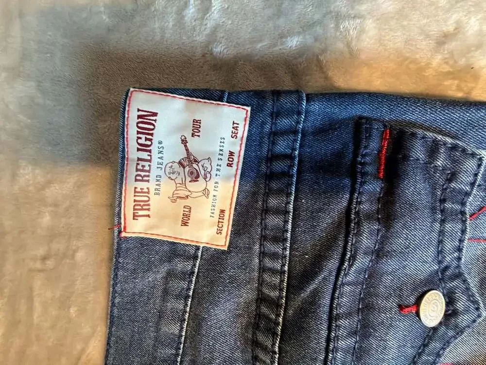 True Religion Ricky Big T Flap Straight Jeans Dark Shivering Wash Size 36